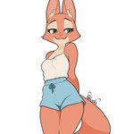 anthro bottomwear breasts clothing eyebrow_piercing eyebrows eyelashes facial_piercing female fur inner_ear_fluff orange_body orange_fur piercing shorts solo tan_body tan_fur topwear tuft peluda2205 dreamworks the_bad_guys diane_foxington canid canine fox mammal 2025 absurd_res hi_res