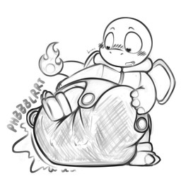 anthro blush blush_lines bodily_fluids button_(fastener) claws clothed clothing diaper diaper_bulge drooling erection erection_in_diaper excessive_feces feces fire flaming_tail hand_on_diaper heart_eyes heart_symbol hyper hyper_feces hyper_soiling looking_down looking_pleasured male on_one_leg onesie open_mouth open_smile pooping saliva smile snaggle_tooth soiled_diaper soiling soiling_diaper solo sound_effects standing tail toe_claws touching_diaper unclean_diaper used_diaper vowelless vowelless_sound_effect wearing_diaper ludis-luteo nintendo pokemon coal_the_charmander charmander generation_1_pokemon pokemon_(species) 1:1 absurd_res full-length_portrait greyscale hi_res monochrome portrait signature