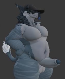 anthro balls belly claws clothing ear_piercing erection fur genitals glans hair hair_over_eye hat hat_only headgear headgear_only headwear headwear_only humanoid_genitalia humanoid_penis male male_anthro mostly_nude muscular muscular_anthro muscular_male navel neck_tuft nude obscured_eyes overweight overweight_anthro overweight_male pecs penis piercing short_hair simple_background smile solo tail thick_thighs tuft anaroth mythology gravel_(anaroth) dragon furred_dragon furred_scalie mammal mythological_creature mythological_scalie scalie 3d_(artwork) digital_media_(artwork) hi_res