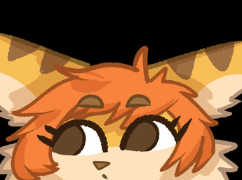 anthro brown_body brown_eyebrows brown_eyes brown_fur brown_stripes eyebrows female fur hair looking_around looking_aside orange_body orange_fur orange_hair simple_background solo stripes white_body white_fur esti esti_(esti) canid canine fox mammal 2026 animated
