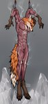 anthro cook cooking death food fur gore hook male meat open_mouth red_body red_fur salt skinless skinning skinny_male solo tongue tongue_out torture kolkolukija canid canine fox mammal absurd_res hi_res