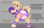 big_diaper blonde_hair blue_eyes blush cheerleader cheerleader_outfit clothing dialogue diaper diaper_puff dress female feral fur hair offscreen_character pink_diaper pom_poms poofy_diaper purple_clothing purple_diaper purple_dress solo tail tan_body tan_fur text white_diaper yellow_tail nineplusten hasbro my_little_pony fan_character earth_pony equid equine horse mammal pony 16:10 english_text hi_res widescreen