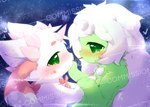 ambiguous_gender anthro blush detailed_background duo kemono night romantic romantic_couple side_view star deaic canid canine mammal distracting_watermark hi_res watermark