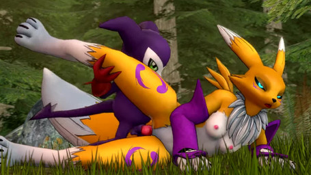 animal_genitalia animal_penis anthro anthro_on_anthro anthro_penetrated anthro_penetrating anthro_penetrating_anthro balls black_sclera blue_eyes bouncing_breasts breasts canine_genitalia canine_penis clothing dominant duo erection female female_focus female_penetrated fingers forest fur genitals hair interspecies knot larger_sub leg_glider_position leg_grab lying male male/female male_penetrating male_penetrating_female nipples nude on_side open_mouth outside paws penetration penile penile_penetration penis penis_in_vagina plant raised_leg sex side_view size_difference solo_focus spread_legs spreading submissive tree vaginal vaginal_penetration vulva white_body white_fur yellow_body yellow_fur devilscry bandai_namco digimon canid canine digimon_(species) impmon mammal renamon 16:9 2021 3d_(artwork) 3d_animation animated digital_media_(artwork) high_framerate loop no_sound short_playtime source_filmmaker_(artwork) video widescreen
