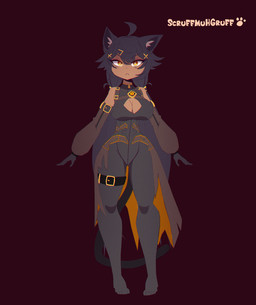 black_ears black_hair black_tail breasts cleavage clothed clothing female hair inner_ear_fluff simple_background slim solo standing tail tuft yellow_eyes scruffmuhgruff sulkycats animal_humanoid cat_humanoid felid felid_humanoid feline feline_humanoid humanoid mammal mammal_humanoid animated animated_webp