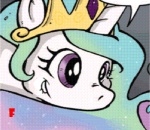 :d female feral horn insult princess profanity royalty smile solo andy_price friendship_is_magic hasbro my_little_pony mythology princess_celestia_(mlp) equid equine mammal mythological_creature mythological_equine unicorn animated digital_media_(artwork) headshot_portrait low_res portrait short_playtime