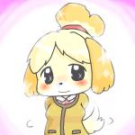 accessory anthro black_nose blonde_hair blush clothed clothing dress female fur hair hair_accessory short_hair smile solo uniform white_body white_fur yellow_body yellow_fur annyui0611 animal_crossing nintendo isabelle_(animal_crossing) canid canine canis domestic_dog mammal shih_tzu toy_dog 1:1 2012