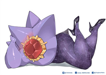 ambiguous_gender anthro black_clothing black_footwear black_high_heels blush clothing footwear gem glistening glistening_body glistening_clothing glistening_footwear high_heels legwear lying monotone_body on_front pantyhose purple_body shoes solo thick_thighs catjeady hooked_on_heel_(trend) nintendo pokemon generation_9_pokemon mega_evolution mega_starmie pokemon_(species) absurd_res hi_res meme