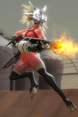 3_fingers 3_toes armor avian_caruncle bodysuit breasts camel_toe claws clothing digitigrade feather_hair feathered_crest feathers feet female finger_claws fingers fire flamethrower glowing glowing_eyes gun harness head_crest headgear helmet holding_flamethrower holding_object holding_ranged_weapon holding_weapon holstered_weapon nipple_outline non-mammal_breasts open_mouth pink_eyes pseudo_hair ranged_weapon shotgun skinsuit solo tight_clothing toe_claws toes weapon yellow_body yellow_feathers synca pickle_juice_(modeler) halo_(series) microsoft team_fortress_2 valve xbox_game_studios pyro_(team_fortress_2) syn_cah alien avian kig-yar scalie t'vaoan 2:3 3d_(artwork) colored digital_media_(artwork)