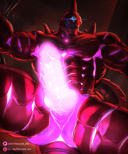 1_eye abs anus erection front_view genitals glans glowing glowing_anus glowing_eyes glowing_genitalia glowing_penis horn knot knotted_penis licking licking_lips licking_own_lips male male_humanoid muscular muscular_humanoid muscular_male not_furry open_mouth pecs penis pink_anus pink_penis red_body red_horn red_tail ridged_knotted_penis ridged_penis solo tail tongue tongue_out unusual_eyes johnthelewd_art kaiju_no._8 kaiju_no_10 humanoid 5:6 absurd_res hi_res