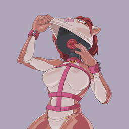 anthro clothing collar condom_suit cuff_(restraint) female glistening glistening_body grey_background harness latex latex_clothing latex_mask latex_skinsuit mask penetrable_gag restraints simple_background skinsuit solo tight_clothing unmasking owy domestic_ferret mammal mustelid musteline true_musteline weasel 1:1 2022 hi_res