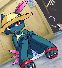 3_claws 3_toes anthro arms_bent bare_shoulders bent_legs biped bir black_body black_ears black_feet black_fur black_nose blue_clothing blue_panties blue_underwear bottomwear cheek_tuft claws clothed clothing dark_pupils detailed_background dress dutch_angle facial_tuft feet female flat_chested footwear fur fur_tuft furgonomics hands_on_knees hands_on_legs hands_on_own_knees hands_on_own_legs hands_together hat headgear headwear holding_both_knees holding_both_legs iris knees_pulled_up knock-kneed legs_back loli looking_at_viewer monotone_body monotone_fur multicolored_clothing multicolored_panties multicolored_underwear open_mouth panties pattern_bottomwear pattern_clothing pattern_panties pattern_underwear planted_legs pokemorph pupils red_clothing red_eyes red_footwear red_sandals sandals shoes simple_nose sitting small_nose solo straw_hat striped_bottomwear striped_clothing striped_panties striped_underwear stripes sun_hat tan_clothing tan_hat tan_headwear text toe_claws toes tuft two_tone_clothing two_tone_panties two_tone_underwear underwear upskirt white_claws white_clothing white_panties white_underwear yellow_clothing yellow_dress young young_anthro young_female g-sun nintendo pokemon generation_2_pokemon pokemon_(species) sneasel digital_media_(artwork) japanese_text low_res oekaki translated
