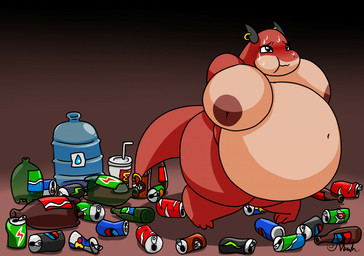 3_toes 5_fingers accessory anthro areola belly belly_expansion belly_inflation beverage beverage_bottle beverage_can big_belly big_breasts big_butt black_eyes bladder_bulge bladder_inflation blush bodily_fluids bottle breasts butt container cup drinking_straw expansion feet female fingers furgonomic_piercing furgonomics gradient_background holding_belly horn horn_piercing huge_belly huge_breasts huge_thighs hyper_omorashi inflation jewelry navel nipples omorashi overweight overweight_female piercing red_body ring simple_background soda soda_bottle solo sweat tail tail_accessory tail_jewelry tail_ring tan_body tapering_tail teeth thick_arms thick_tail thick_thighs toes water_jug eggrollsushi titanicmann28 titan_(titanicmann28) reptile scalie