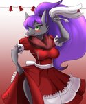 anthro breasts clothing dress female green_eyes hair handkerchief happy kerchief long_dress looking_at_viewer purple_hair smile solo jmf nintendo pokemon elizabeth_(jmf) generation_5_pokemon pokemon_(species) zoroark 5:6 absurd_res hi_res