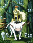 breasts cosplay female feral forest group open_mouth plant puppet riding size_difference tree rorroestay 31_minutos ghibli princess_mononoke juanin_juan_harry mario_hugo patana avian bird canid canine canis chihuahua domestic_dog juanin_(species) mammal toy_dog artist_name