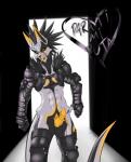 armor erection fur genitals heart_symbol long_tail male penis simple_background solo tail white_body white_fur gilgash gilgash_(character) alien felid mammal hi_res