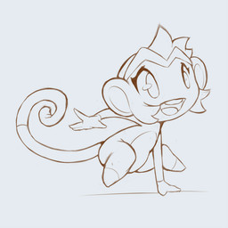 blue_border border female feral solo unknown_artist shantae_(series) wayforward shantae_(monkey_form) genie haplorhine mammal monkey primate 1:1 monochrome