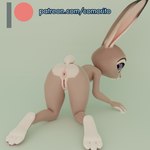 all_fours anthro anus biped butt female female_anthro genitals looking_at_viewer looking_back looking_back_at_viewer nude nude_anthro nude_female presenting presenting_hindquarters purple_eyes pussy rear_view simple_background small_butt solo text comorito disney zootopia judy_hopps lagomorph leporid mammal rabbit 1:1 3d_(artwork) absurd_res artist_name digital_media_(artwork) english_text full-length_portrait hi_res portrait shaded soft_shading url