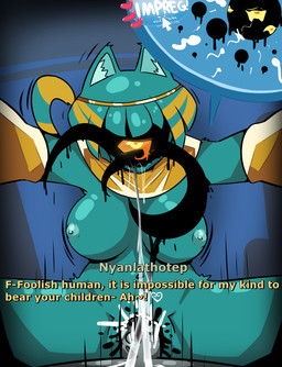 1_eye anthro areola big_breasts blue_areola blue_body blue_fur blue_hair blue_nipples bodily_fluids breasts cum cum_in_vagina cum_inside dialogue duo eyelashes female female_on_top first_person_view fur genital_fluids hair heart_eyes heart_symbol impregnation looking_at_viewer male male/female markings multiple_ova navel nipples nude obscured_face on_top orange_sclera ovum penetration short_hair sperm_cell striped_markings striped_tail stripes tail tail_markings talking_to_viewer text thick_thighs unusual_ovum vaginal vaginal_penetration wide_hips yellow_body yellow_eyes yellow_fur saltiest sucker_for_love nyanlathotep_(sucker_for_love) domestic_cat eldritch_being felid feline felis human mammal absurd_res hi_res
