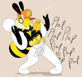 abdominal_bulge anal anthro balls balls_touching big_penis bodily_fluids cum cum_while_penetrated cumshot duo ejaculation genital_fluids genitals male male/male penetration penis lewdy_toon anon buzzlee_(lewdy_toon) arthropod bee hymenopteran insect absurd_res hi_res