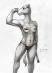 abs anthro clothed clothing female flag flag_(shape) flag_design flag_pasties flexing iranian iranian_flag muscular muscular_anthro muscular_female panties pasties pipe solo tail tail_tuft topless tuft underwear ecmajor camel camelid mammal sketch traditional_media_(artwork)