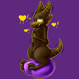 abdominal_bulge ambiguous_gender ambiguous_penetration animal_dildo animal_sex_toy big_dildo blush dildo dildo_sitting equine_dildo exclamation_point heart_symbol looking_pleasured motion_lines open_mouth penetration purple_background sex_toy simple_background smile solo tongue etchasketchy kae_goldeye kobold scalie 1:1 hi_res source_request