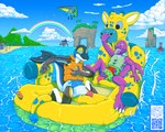 animal_pool_toy anthro bodily_fluids clothed clothing cum cum_in_diaper diaper erection erection_in_diaper genital_fluids group hypnosis inflatable inflatable_raft life_jacket mind_control outside pattern_diaper pool_toy raft rainbow sea sky swirls unclean_diaper water wearing_diaper jimmyrumshot cyrin zoran animate_inanimate cetacean dinosaur dolphin giraffe giraffid living_inflatable mammal marine oceanic_dolphin prehistoric_species reptile scalie toothed_whale 5:4 absurd_res digital_media_(artwork) hi_res