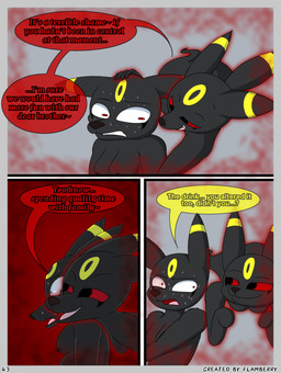 anthro black_body black_eyes black_fur breasts dialogue female fur nipples nude open_mouth red_eyes scared simple_background smile solo teeth text flamberry_(artist) nintendo pokemon unomia_venizee_flare_(flamberry) canid canine eeveelution generation_2_pokemon mammal pokemon_(species) umbreon absurd_res comic digital_drawing_(artwork) digital_media_(artwork) english_text hi_res ibispaint_(artwork)