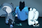 4_toes all_fours anthro anus balls bent_legs black_hair black_pawpads black_tail blue_body blue_fur blue_pawpads blue_spikes blue_spots blue_stripes blue_tail_tip butt dipstick_tail feet fin fluffy fluffy_tail fur genitals grey_background grey_body grey_skin grey_tail group gynomorph hair hip_spikes intersex long_hair long_tail male markings multicolored_body multicolored_fur multicolored_skin nude nude_anthro nude_gynomorph nude_male pawpads penis rear_view simple_background spots spotted_body spotted_fur striped_body striped_fur stripes tail tail_fin tail_markings toes trio two_tone_body two_tone_fur two_tone_skin white_anus white_balls white_body white_fur white_penis white_tail tatianrus_kartowka gearz_(character) joslyn_(sharktrap29) marque_(xmarque) bear canid canine canis fish mammal marine polar_bear shark ursine wolf 2024 colored digital_drawing_(artwork) digital_media_(artwork) hi_res shaded signature trans_(lore) trans_woman_(lore)