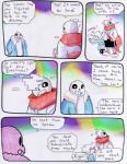 aftertale animated_skeleton blood bodily_fluids bone clothed clothing comic dialogue english_text frisk_(undertale) human loverofpiggies male mammal not_furry sans_(undertale) skeleton teeth text undead undertale undertale_(series) wounded