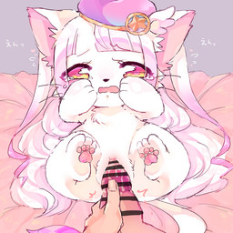 anthro anthro_penetrated bodily_fluids chest_tuft clothing cum cum_in_vagina cum_inside duo female female_focus female_penetrated first_person_view fur genital_fluids genitals hair hat headgear headwear holding_penis human_on_anthro human_penetrating human_penetrating_anthro interspecies male male/female male_penetrating male_penetrating_female male_pov multicolored_hair pawpads paws penetration penile penile_penetration penis penis_in_vagina pink_eyes pink_hair sex solo_focus tears text tuft two_tone_hair vaginal vaginal_penetration vulva whiskers white_body white_fur young meru_(artist) cat_busters myaruru_(cat_busters) domestic_cat felid feline felis human mammal 1:1 2017 censored japanese_text