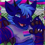 anthro banner bisexual_pride_colors blue_eyes clothing crop_top fence flag flag_(object) flag_(shape) flag_design flag_print fur gesture grin hand_gesture horn lgbt_pride male markings membrane_(anatomy) membranous_wings multicolored_clothing multicolored_crop_top multicolored_shirt multicolored_topwear open_mouth pawpads pride_color_banner pride_color_clothing pride_color_crop_top pride_color_flag pride_color_shirt pride_color_topwear pride_colors print_clothing print_shirt print_t-shirt print_topwear shirt smile solo striped_markings stripes t-shirt topwear v_sign wings the_chubster_wolfie mythology saffron_(saffron~) dragon furred_dragon furred_scalie mythological_creature mythological_scalie scalie 1:1 hi_res