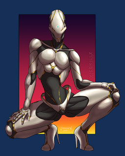 andromorph body_plates border clothing footwear gem genitals gold_(metal) gold_inlay high_heels intersex lights machine pearl_(gem) pearl_finish shoes solo synthetic transparent_border vulva vicekillx blizzard_entertainment overwatch siren_(spartadog) humanoid omnic robot 4:5 alpha_channel