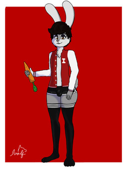 anthro big_butt black_hair bottomwear brown_eyes butt carrot clothed clothing femboy food footwear fur grey_body grey_fur hair jacket looking_at_viewer male male_anthro plant short_tail shorts socks solo tail topwear vegetable ivolflobogris ivolf_(character) ivuns_(character) lagomorph leporid mammal rabbit 3:4 absurd_res hi_res