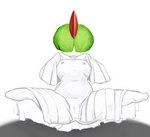 absurd_res anus butt clothed clothing cressalias female flat_chested generation_3_pokemon genitals hi_res humanoid navel nintendo nipples not_furry pokemon pokemon_(species) pokemorph presenting presenting_pussy puckered_lips pussy ralts simple_background solo spread_legs spreading white_background