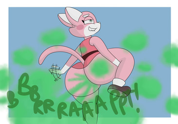 anthro big_butt blue_background blue_eyes blush border brown_clothing brown_footwear brown_shoes butt clothing dress eyebrows fanning fart fart_cloud fart_fetish female footwear fur half-closed_eyes huge_butt narrowed_eyes pink_body pink_fur pink_tail raised_leg rear_view red_clothing red_dress shoes simple_background smile solo tail teeth thick_thighs white_body white_border white_eyebrows white_fur white_inner_ear wide_hips brappycatty super_planet_dolan shima_luan domestic_cat felid feline felis mammal 2024 absurd_res digital_media_(artwork) hi_res