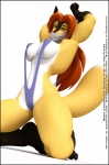 anthro big_breasts breasts female looking_at_viewer muscular muscular_anthro muscular_female pose solo spread_legs spreading tail wide_hips anthroanim becky_cascane canid canine fox mammal 3d_(artwork) digital_media_(artwork)