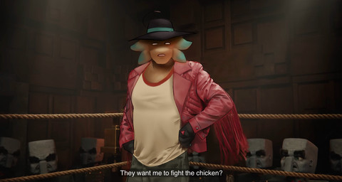 ambiguous_gender anthro arena black_clothing black_fingerless_gloves black_gloves black_handwear blue_body clothed clothed_anthro clothing dialogue eyebrows fingerless_gloves gloves group hand_on_hip handwear hat headgear headwear inside jacket looking_at_another multicolored_body not_furry raised_eyebrow screencap screencap_background text topwear two_tone_body yellow_body c_ssandraa a_minecraft_movie microsoft minecraft mojang undertale_yellow xbox_game_studios starlo_(undertale_yellow) human illager_(minecraft) mammal pillager_(minecraft) unknown_species 2025 digital_drawing_(artwork) digital_media_(artwork) draw_over english_description english_text hi_res male_(lore)