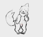 animal_genitalia anthro balls biped genitals male penis penis_tip pose sheath simple_background smile solo standing tail white_background truemew nintendo pokemon buizel generation_4_pokemon pokemon_(species) monochrome sketch spot_color