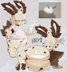 antennae_(anatomy) anthro arm_support big_butt black_pawpads black_spots black_tail bottomless bottomless_anthro bottomless_male bubble_butt butt cheek_tuft clothed clothing dialogue exclamation_point eyebrows facial_tuft half-closed_eyes head_tuft holding_coffee_mug looking_back lying male mouth_closed narrowed_eyes on_side open_mouth pawpads rear_view shirt shirt_only slightly_chubby slightly_chubby_anthro slightly_chubby_male solo spiral spiral_eyes spots standing tail text text_on_clothing text_on_shirt text_on_topwear thick_thighs topwear topwear_only tuft white_body white_clothing white_shirt white_topwear talons_tw dough_(talons_tw) aquatic_gastropod gastropod jorunna_parva marine mollusk nudibranch sea_slug slug 2025 digital_drawing_(artwork) digital_media_(artwork) english_description english_text hi_res