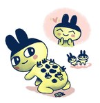 ambiguous_gender anthro baby blush chibi creepy eyes_closed group looking_back smile trypophobia unusual_anatomy what yellow_body young plastiboo tamagotchi mametchi hi_res