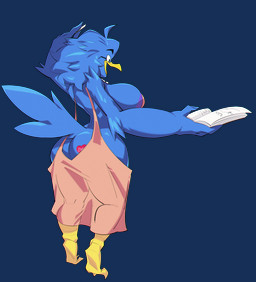 anthro areola areola_slip beak big_breasts blue_body book breasts butt butt_tattoo chalk clothed clothing eyewear female gem human_fetish ineffective_clothing jewelry necklace no_underwear pearl_(gem) pearl_necklace side_boob skimpy solo tattoo jdwalkrat deltarune undertale_(series) berdly's_mom avian bird hi_res