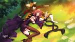 black_body black_fur clothed clothing day detailed_background duo fur grass hair outside pink_hair plant relaxing tree hyhlion arc_system_works blazblue jubei_(blazblue) nine_the_phantom domestic_cat felid feline felis human mammal 16:9 2019 digital_media_(artwork) widescreen