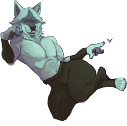 anthro arm_wrapping arm_wraps bent_legs bottomwear clothed clothing facial_markings fur fuzzy gesture grey_body grey_fur half-closed_eyes hand_gesture head_markings head_on_hand heart_symbol looking_at_viewer lying male markings mask_(marking) narrowed_eyes on_back on_side open_mouth pants pawpads pointing pose red_eyes showing_teeth smile solo topless wrapped_arms wraps squibstash dreamworks puss_in_boots_(franchise) death_(puss_in_boots) canid canine canis mammal wolf hi_res