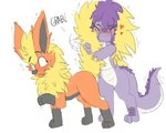 anthro claws duo female feral fluffy fluffy_chest fluffy_tail hair heterochromia male male/female markings nude purple_body purple_hair scale_markings scales scutes short_stack tail tail_hug graedius_(artist) nintendo pokemon fyre zullie_(graedius) eeveelution flareon generation_1_pokemon lizard pokemon_(species) reptile scalie 5:4 hi_res