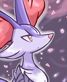 ambiguous_anthro ambiguous_gender anthro biped cherry_blossom flower outline plant prunus_(flower) side_view simple_background snout solo standing gd-058 nintendo pokemon braixen canid generation_6_pokemon mammal pokemon_(species) shiny_pokemon 2024 aliasing binary_drawing bust_portrait digital_drawing_(artwork) digital_media_(artwork) hi_res portrait