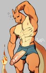 anthro big_penis clothing drunk fire flaming_tail genitals grey_background horizontal_fly huge_penis humanoid_genitalia humanoid_penis male muscular muscular_anthro muscular_male navel nipples orange_body penis penis_poking_out penis_through_fly simple_background solo substance_intoxication tail underwear vein veiny_penis yellow_body sweatysabel nintendo pokemon charizard generation_1_pokemon pokemon_(species) 2023 absurd_res digital_media_(artwork) hi_res