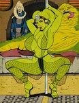 big_breasts breasts clothing dancing eyebrows eyelashes feet female female_focus fishnet_clothing footwear green_body green_skin group lekku_(anatomy) male not_furry pole pole_dancing sandals shoes stripper_pole tongue tongue_out trio jaywilliamzart star_wars bib_fortuna jabba_the_hutt oola alien alien_humanoid humanoid hutt twi'lek 2025 absurd_res hi_res