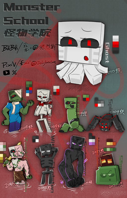 ambiguous_gender block block_head bone classical female group male monster_school red_eyes simple_background skeleton slime square_head white_eyes delisbertan microsoft minecraft mojang xbox_game_studios arachnid arthropod creeper_(minecraft) enderman ghast_(minecraft) magma_cube mammal monster piglin skeleton_(minecraft) slime_(minecraft) spider spider_(minecraft) suine undead wither_skeleton zombie zombie_(minecraft) zombified_piglin cool_colors hi_res warm_colors