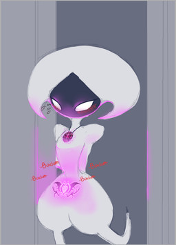 anthro blush body_modification door female glowing glowing_markings jewelry markings necklace pink_light solo white_body white_eyes womb_tattoo crossman lace_(hollow_knight:_silksong) arthropod